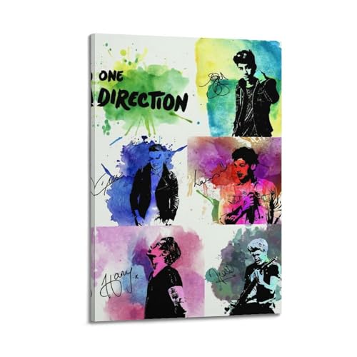 One Direction - Póster limitado firmado para portada de álbum, póster de portada de álbum de música, pop hip hop, rap, cantante, estrella, póster estético, arte de pared para niñas y niños,