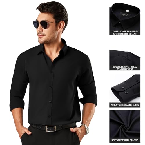 Dress Shirts for Men Big and Tall (Size XL-6XLT) Button Down Long Sleeve Tuxedo Shirts Business Casual Collared Shirt3