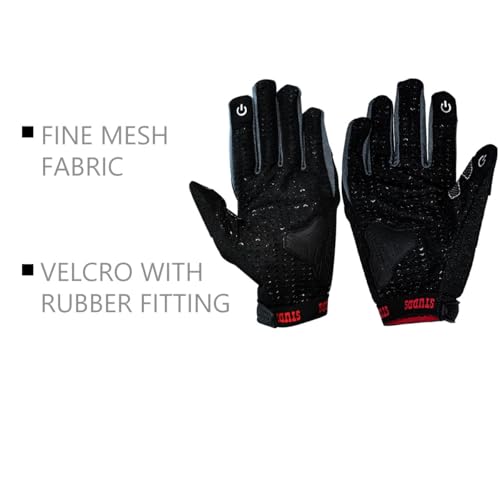 Image of STUDDS SMG 6 Full Finger Bike Riding Gloves with Touch Screen Sensitivity Thumb & Index Finger, Knuckle Protection Mesh Fabric, Anti-Slip Silicon Pads