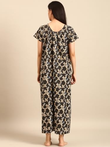 Image of Rupa Jon Aishwarya Women Full Length Printed Nighty in Premium Cotton Blend Fabric, Night Dress, Maxi Nighty for Comfortable Everyday Wear, Free Size