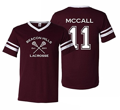 Adult McCall 11 Beacon Hills Lacrosse 2-Sided Jersey (Medium) Maroon