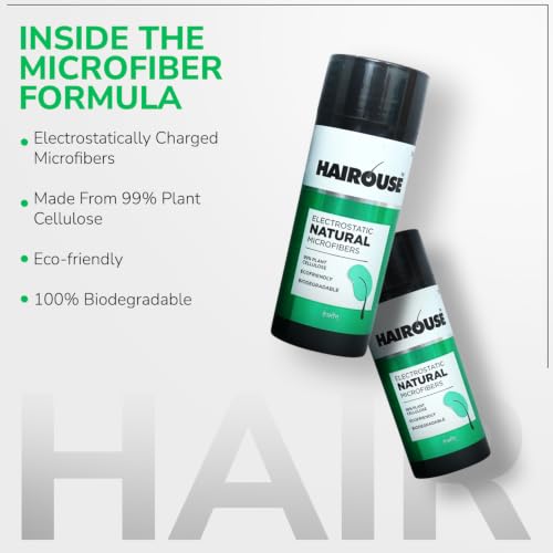 Image of HAIROUSE Natural Hair Building Microfibers (Natural Brown) 15 Gms | Hair Fibre to Cover Bald Patches, Thinning Hairs, Instant Volume & Fuller Look for Men & Women | Ecofriendly & Biodegradable
