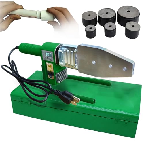 Image of IntXanth Plastic Water Pipe Welder, 110V/800W PP/PP-R/PE/PP-C Pipe Fusion Welder Machine, Plastic Pipe Welding Machine, Socket Fusion Pipe Welder Kit w/ 6 Die Heads