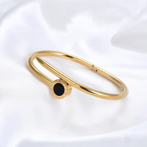 Image of Okos Gold Plated Fashion Jewellery Stainless Steel Anti Tarnish Cuff Band Style Bangle Bracelet with White CZ Stones For Girls and Women CO0025
