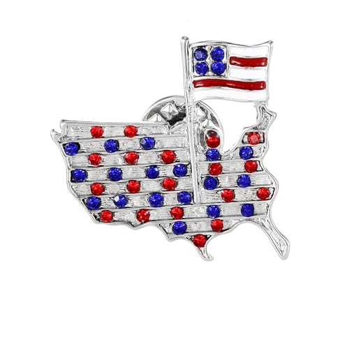 Image of Rhinestone Brooch Pins for Women, Vintage Crystal Enamel Brooches, American Flag Pin Patriotic Lapel Pins Gift for Suit Clothes Bag Accessories