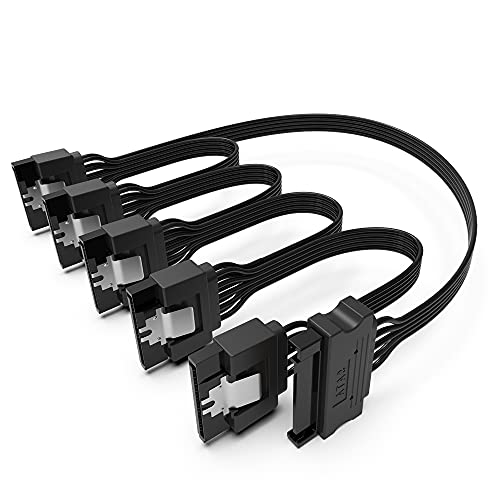Qivynsry Sata Power Splitter Cable Straight Sata 15 Pin Male To 5 Female Power Splitter Extension Cable Serial Ata Power Cable Splitter Hard Drive Power Cable (50Cm+10Cm+10Cm+10Cm+10Cm) #TOP15