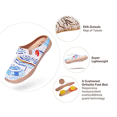 Image of UIN Slipper Woman Travel Art Painted Shoes Wide Toe Casual Home Slip On Mules Malaga