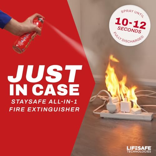 StaySafe All-in-1 Fire Extinguisher | For Home, Kitchen, Car, Caravan, Camping | The compact extinguisher that tackles multiple types of fire