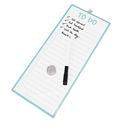 Magnetic Dry Wipe White Board & Pen 14" x 6" Kitchen to Do Check List Planner