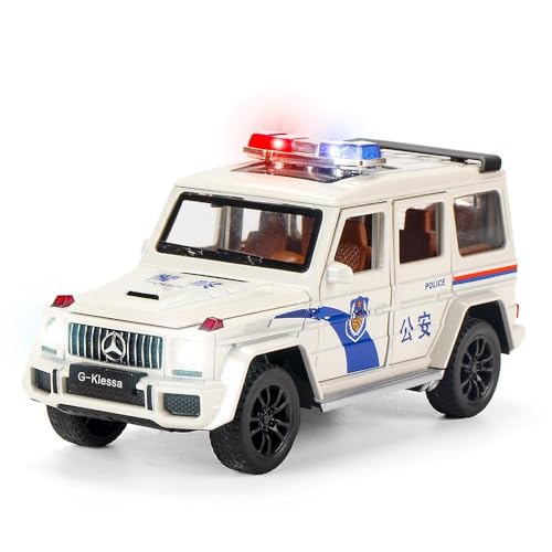 Image of Bebbly 1:24 Scale Big Mercedes Benz G63 Police Toy Car | Metal Pullback Diecast Car for Kids with Openable Doors, Sound, Light Effects Toy for Car Enthusiasts (Color As Per Available),black
