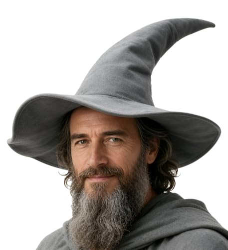 HOMELEX Grey Witch Hat Adult Wizard Hat Sorcerer Accessories Halloween