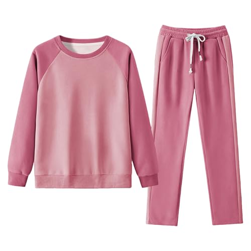 Image of amropi Women's Tracksuit Pullover Sweatshirt Top and Jogging Pants Set Casual 2 Pieces Sweatsuit Pink, L