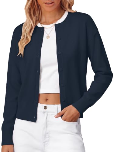 Navy Wool Blend Cropped Sweater