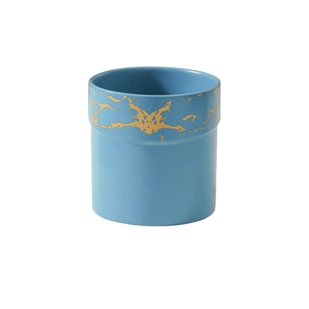 HLHLOP777 Flower Pot Cylindrical Small Flowerpot, Tabletop Ceramics Plant Pot with Drainage Hole, for Room Balcony Office Windowsill (4 Colours) House Plants, Succulents, Flowers(Blue)