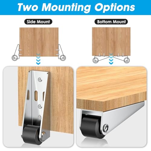 Image of Serplex 4Pcs Rigid Caster for Heavy Door Robust Metal Caster Silent Screw Fixed 2.68 inches Long Heavy-Duty L Shaped Side Mount Wheels Wooden Door Drooping Rotating Pulley