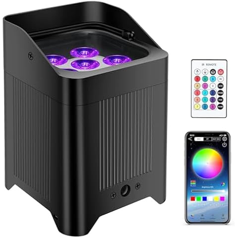 OPPSK Battery Powered Stage Lighting - 108W 6IN1 RGBWAUV HEX LED Battery Powered Par Light 9600mAh Rechargeable Remote APP DMX Control Uplighting for Event Church Stage Wedding DJ Disco Dance Party Cover