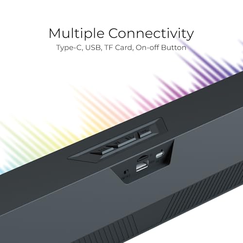 Image of RD SP-50 Wave Wireless Soundbar with Bluetooth 5.2, 15W Stereo Sound, RGB Lighting, IPX5 Water Resistant, Up to 7 Hours Playback, Dual 7W Drivers, Portable Speaker for Home, Travel & Outdoor Use