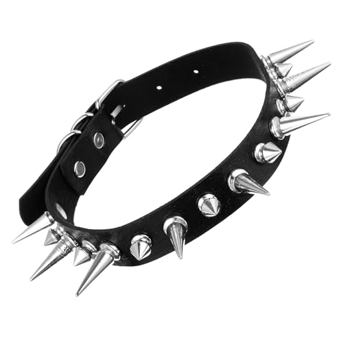 PEOVLVN 1 Stück Punk Rock Choker Leder Halsketten Spike Choker Gothic Choker Halsband für Damen Frauen Pu Leder Halskette Set Punk Kette Emo...