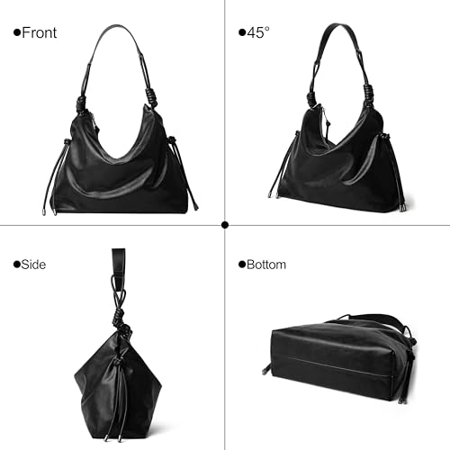 Image of Soft Hobo Bag for Women Large Capacity Travel Designer Shoulder Purse with Knotted Adjustable Strap