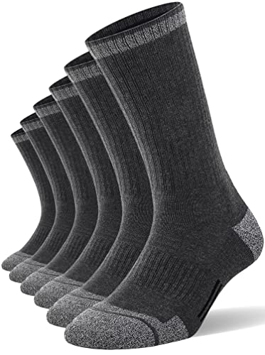 FITRELL 6 Pack Men's Athletic Crew Socks Cushioned Sport Running Moisture Wicking Work Boot Socks...