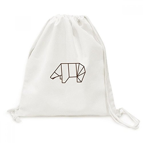 Sac de voyage en toile avec cordon et motif ours origami