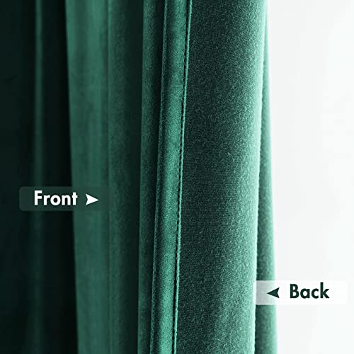 Image of MIULEE Dark Green Blackout Velvet Curtains Drapes 84 Inch Long 52 inchx84 inch | Luxurious Bedroom Living Room Decor, Room Darkening, Thermal Insulated, Rod Pocket Design, Super Soft Fabric