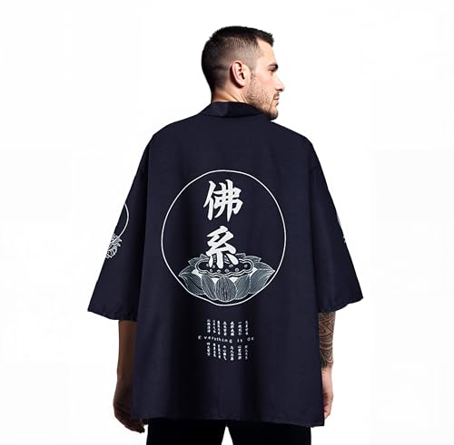 Image of Women's and Men Cardigan Jackets Lightweight Japanese Kimono Long Sleeves Open Front Coat