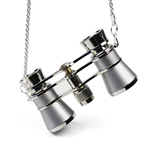 Kingscope 3X25 Vintage Opera Glasses Binoculars for Theater Musical Concert (Silver, with Chain) - Thumbnail 3