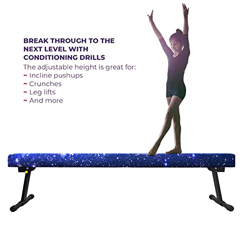Sealoha 8ft Ultrasimple Adjustable&Foldable Balance Beam,High-Low Floor Beam Suede Gymnastics Equipment,No Tool Require, Gymnastics Beam for Training&Professional HomeTraining