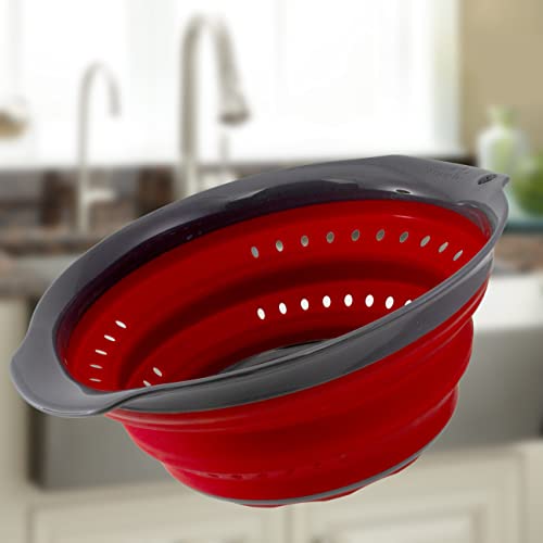 Squish 4 Quart Collapsible Colander - Red & Gray #TOP1