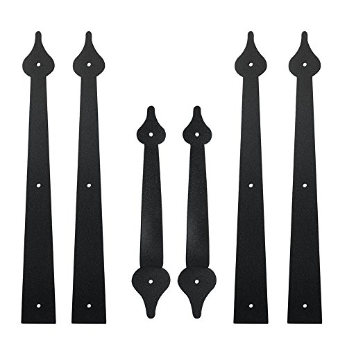TimedMALL Decorative Garage Door Carriage Accents, 2 House Handles and 4 House Hinges Decor Kit Screw Mounted