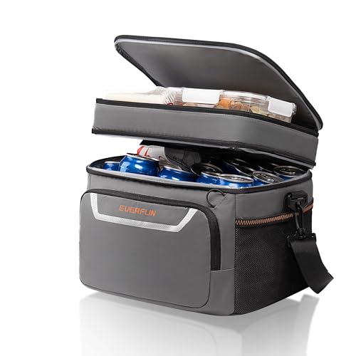 Image of EVERFUN Small Cooler Lunch Box Mini Leak-Proof Soft Double Deck 24 Can Personal Insulated Collapsible Portable Waterproof Lunch Bag Ice Chest for Men Women Work Travel Car Picnic Beach