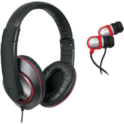 iSound DJ Style Headphones with included matching earbuds (black)