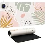 iCasso Heated Mouse Pad, XL Big Desk Pad with 4 Heating Levels & 4 Auto Shut-Off Levels for Computer Keyboard, 31.5' x 13' Large Safe Desk Mat Hand Warmer for Home Office Work (Morandi)