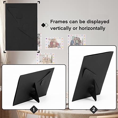 Jutom 200 Pcs Paper Picture Frames With Easel 4 X 6 Inch Paper Photo Frame Cards With12 Stickers, Kids Art Frame Kids Art Display Frame Cardboard Picture Frames For Diy Art Craft Display (Black) #TOP2