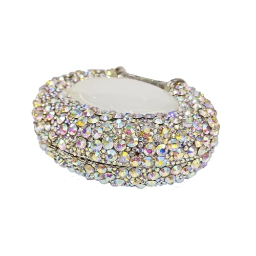 Image of UMREN Women Crystal Oval Shell Evening Purse Bags Luxury Rhinestone Clutch Unique Gems Handbag Bridal Wedding Shoulder Bag
