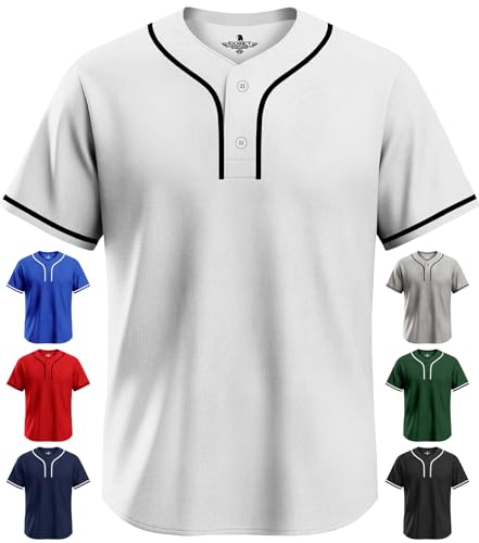 Exxact Sports Blank Baseball Jersey, Unisex Classic Two Button Softball Jersey for Men & Women...