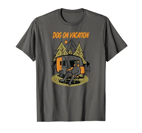 Relax dog on vacation, caravan dog camping FUN outfit T-Shirt, Grey
