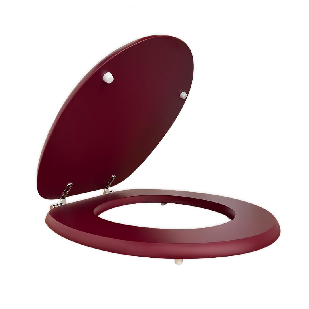 Kiamami Valentina Asiento de Inodoro Rojo Amaranto en MDF compatibilidad Universal