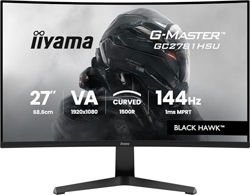 iiyama G-MASTER Black Hawk GC2781HSU-B1 Curvo Full-HD VA Gaming-Monitor | 68,6 cm 27' 120Hz 1ms Curvo 1500R HDMI DisplayPort USB 2.0 altoparlanti uscita cuffie FreeSync Black Tuner VESA nero
