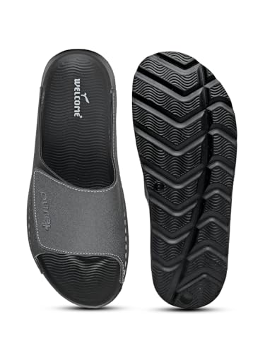 Image of URJO PURE Men's Sliders /Slippers Lightweight Super Flexible Arch Support Durable Anti Skid & Stylish Dailywear Sliders /Slippers for Men (URJO by Welcome)