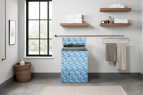Image of Stylista Top Load Fully Automatic Washing Machine Cover Compatible for IFB 8 kg, 8.5 kg, 9 kg & 9.5 kg, Surface Pattern Blue