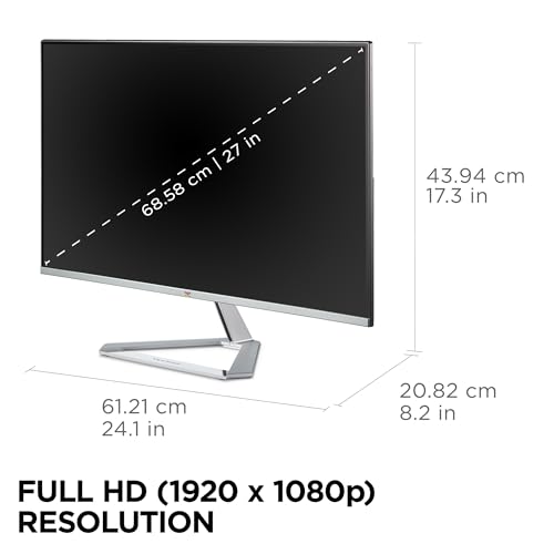 Image of ViewSonic VX2776-SMHD 27 Inch 1080p Monitor, IPS Display with FreeSync and Eye Care Technology for Home and Office Entertainment, Ultra-Thin Bezels, DisplayPort, HDMI, and VGA Inputs