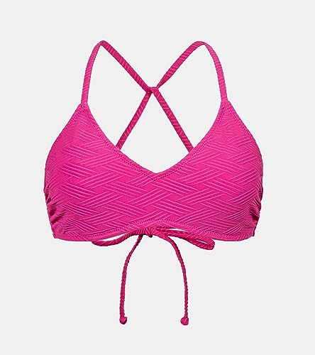 Image of CUPSHE Womens V Neck Textured Bikini Top Crssback Swimsuit | Self Tie,Soft Removable Cups,Spaghetti Straps,Flattering Bathing Suit For Vacation And Beach