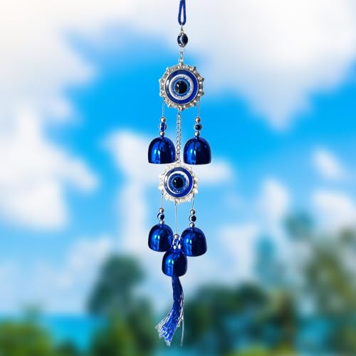 Image of Wind Chimes for Home Positive Energy, Evil Eye Hanging for Home Decor, Wall Hanging Decorative Items for Living Room, Balcony, Garden and Bedroom