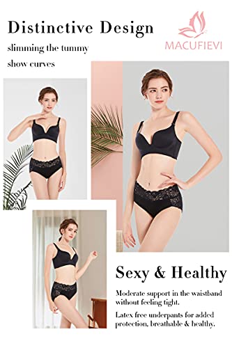 Women’s Plus Size Underwear, Ladies Sexy Lace High Waisted Panties, Soft Full Breathable Briefs For Women 5-Pack3