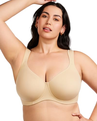 Image of HSIA Bras for Women Minimizer Full Coverage, Plus Size T Shirt Unlined Underwire Smooth Bra, Seamless Cups Joan Ultimate Soft