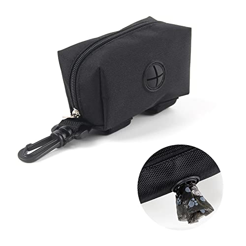 Dispensador de Bolsas para Perros, Dispensador Bolsas de Caca con Gancho, Dispensador de Bolsas para Excrementos, Porta Bolsa Excremento, Bolsa caca Perros Dispensador para Entrenamiento, Paseo, Negro