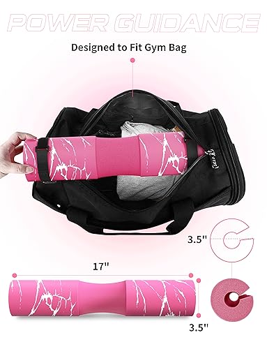 Image of POWER GUIDANCE Barbell Squat Pad - Neck & Shoulder Protective Pad - Great for Squats, Lunges, Hip Thrusts, Weight Lifting & More - Fit Standard and Olympic Bars Perfectly (Pink Marble)