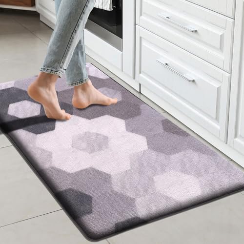 Image of Luxe Home Cuba PVC Door Mats Loop Utillity Anti Fatigue - Geometric - Cushioned, Non Slip, Washable - Indoor Outdoor Mats for Home, Kitchen, Garage More (51x99 cm)